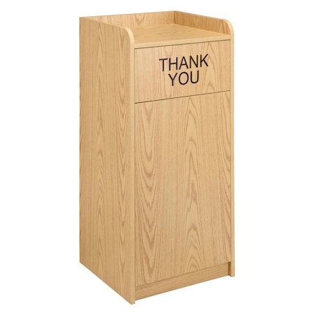 Global Industrial Wooden Waste Receptacle With Tray Top, 36 Gallon, Oak 603589